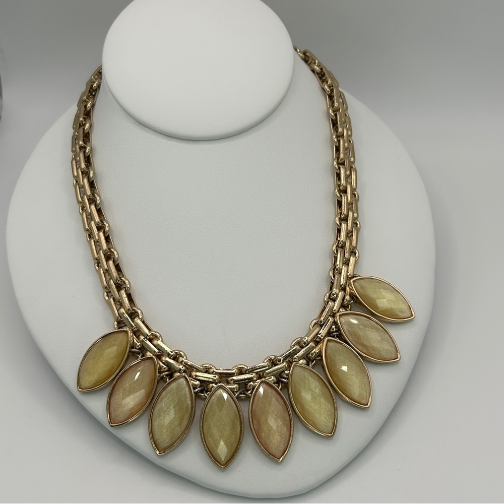 The Limited - Luminous Gold Necklace Iridescent Stone Accents